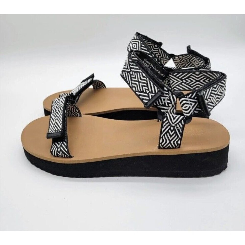 Madewell Maggie Sandal #MD779 Abstract Design Hook & Loop Women's Size 7.5 New